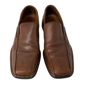 Mens Rockport Brown Loafer Shoes Size 9.5 M Square Toe Leather Slip On 4034